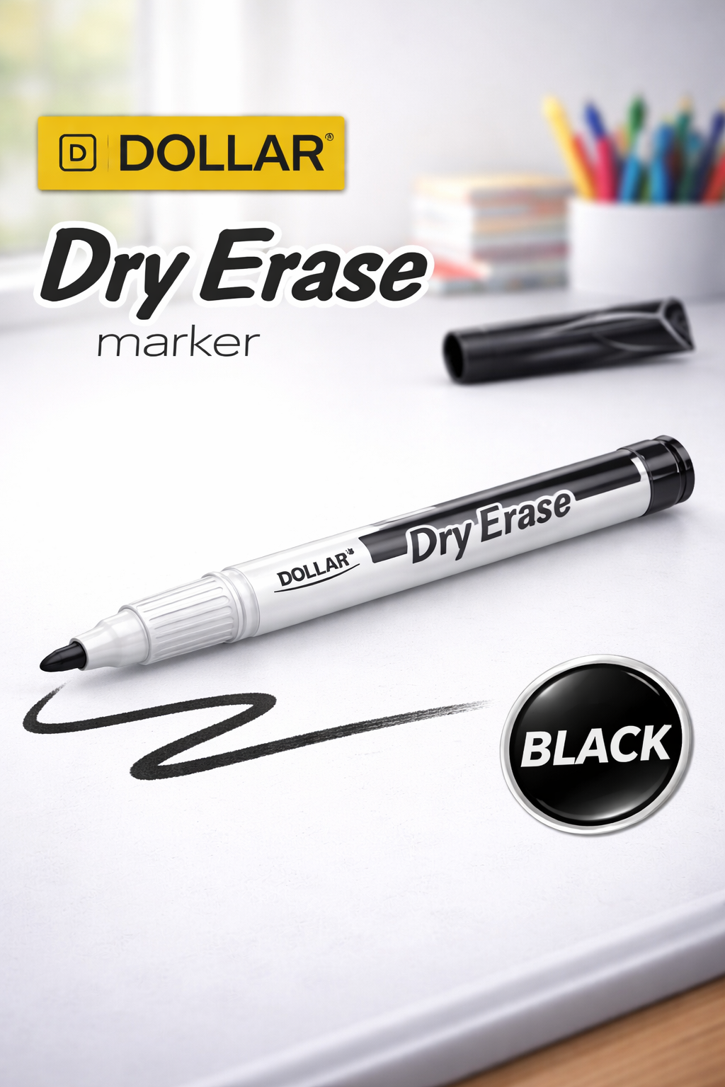 DOLLAR DRY ERASE MARKER SMALL 1MM BLACK