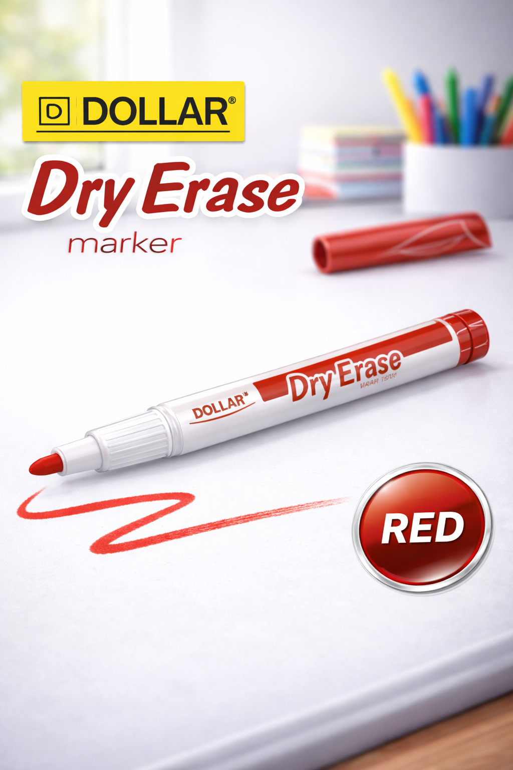 DOLLAR DRY ERASE MARKER SMALL 1MM RED
