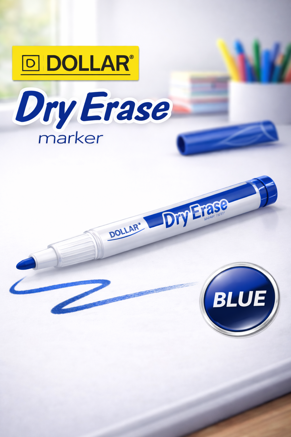 DOLLAR DRY ERASE MARKER SMALL 1MM BLUE