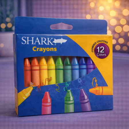 Shark Jumbo Crayons – 12 Bright Colors Non-Toxic Coloring Crayons for Kids