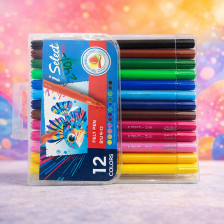 iSelect 12 Color Felt Tip Pens – Smooth Writing & Coloring Markers Set