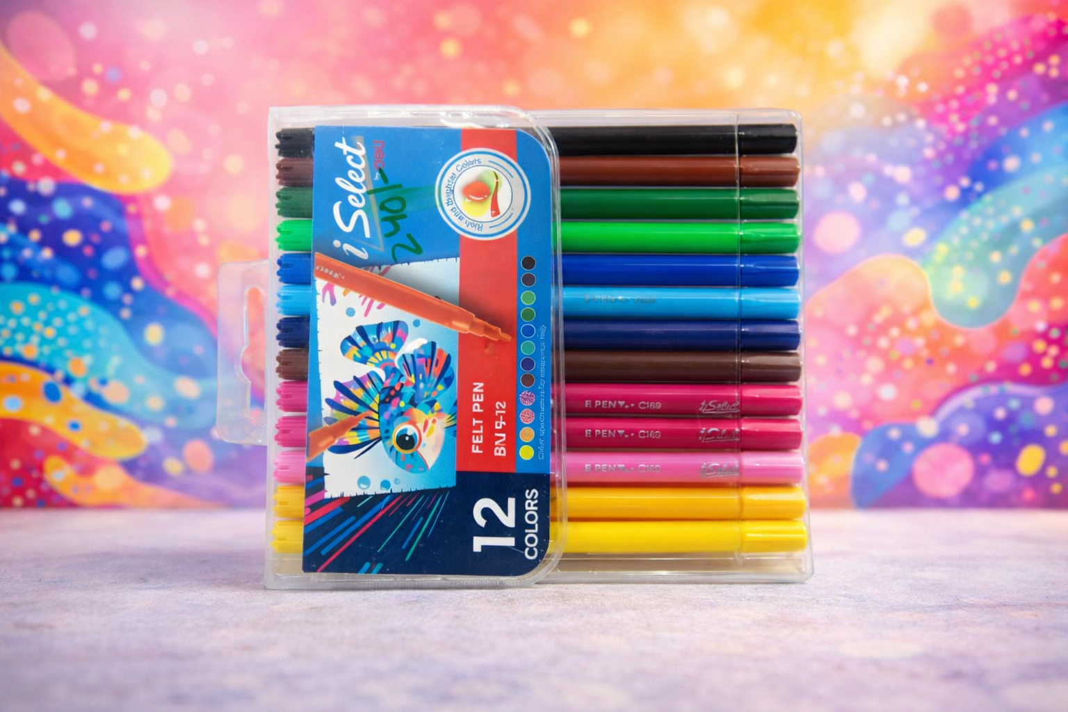 iSelect 12 Color Felt Tip Pens – Smooth Writing & Coloring Markers Set