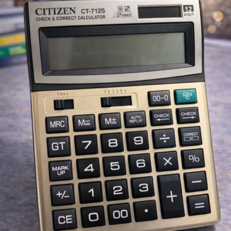 Citizen CT-712S Check & Correct Calculator copy – 12 Digit, Dual Power