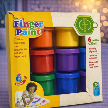 Kids Finger Paint Set – 6 Color Washable Finger Paint Bottles (30ml Each, Non-Toxic)