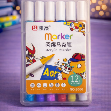 12-Color Acrylic Marker Set | Permanent Paint Markers for Art, DIY & Craft