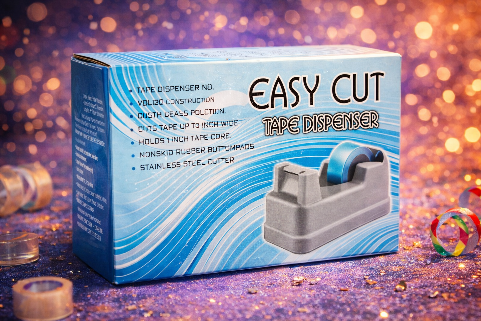 Easy Cut Tape Dispenser | Heavy-Duty Desktop Tape Cutter for Office & Home