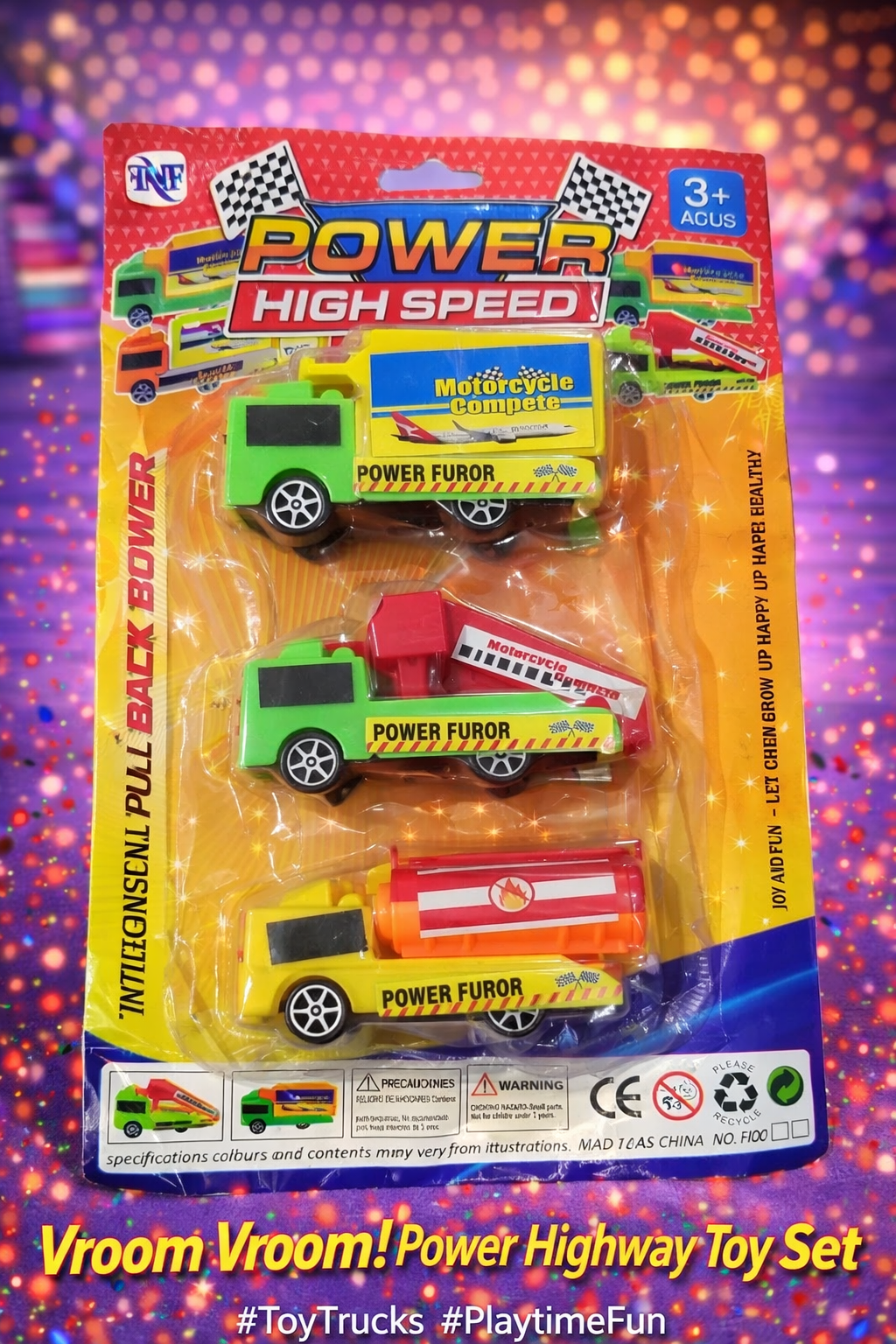 Power High Speed Pull-Back Truck Toy Set for Kids