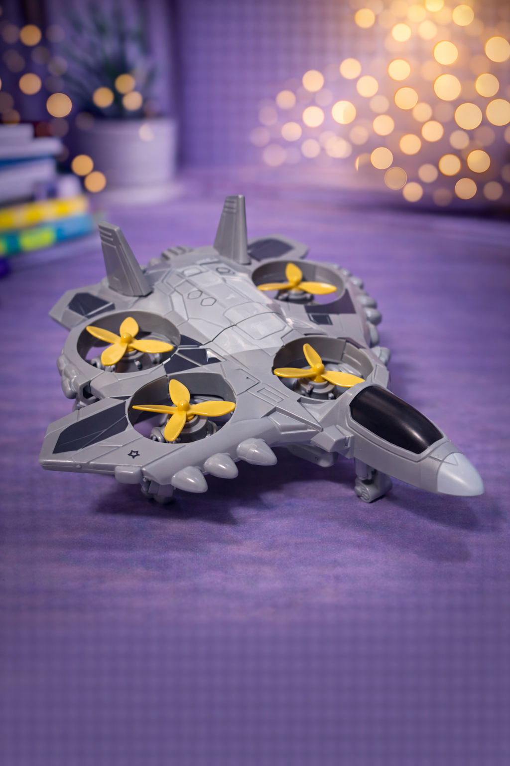 Military Fighter Jet Toy with Rotating Propellers