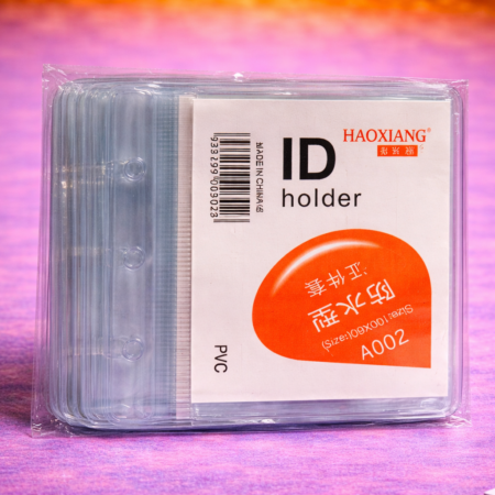 HAOXIANG Transparent PVC ID Card Holder – Durable Clear ID Badge Cover for Office, School & Events
