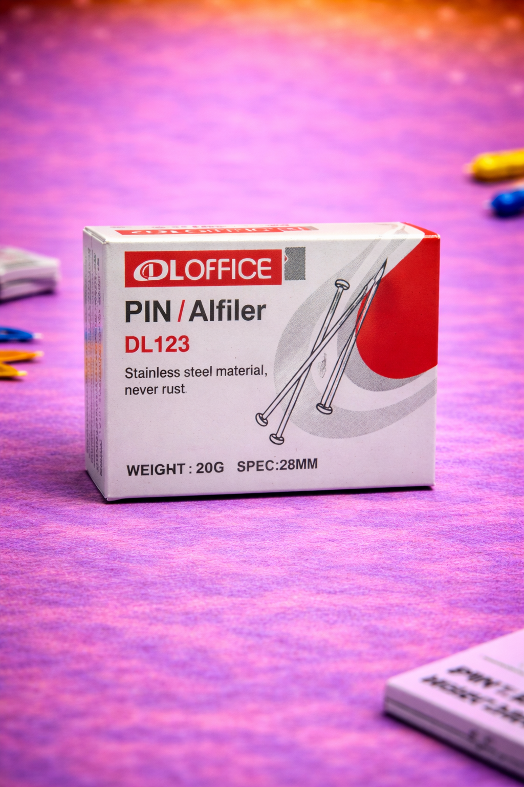 OLOFFICE Stainless Steel Office Pins DL123 – Rust-Free Notice Board & Office Use Pins (28mm, 20g)