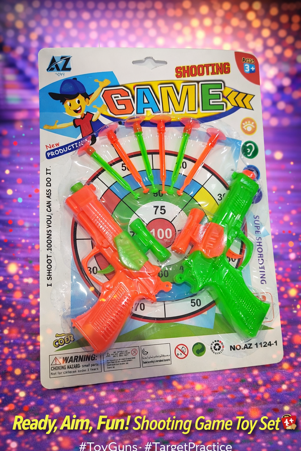 Kids Shooting Game Toy Set with Target Board & Suction Darts