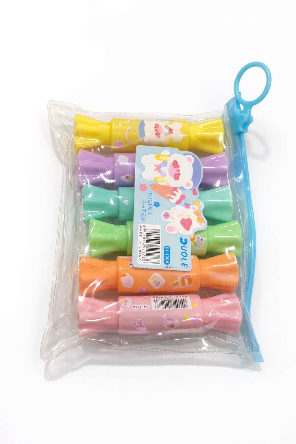 Cute Pastel Mini Highlighter Set with Zipper Pouch