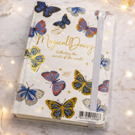Magical Daisy Butterfly Hardcover Notebook with Elastic Band
