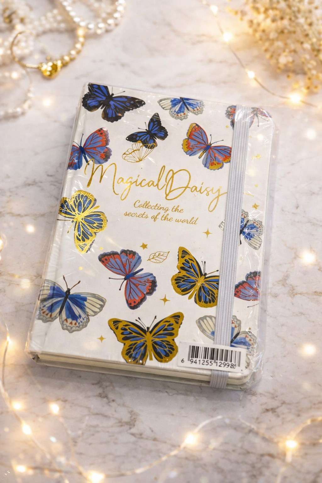 Magical Daisy Butterfly Hardcover Notebook with Elastic Band
