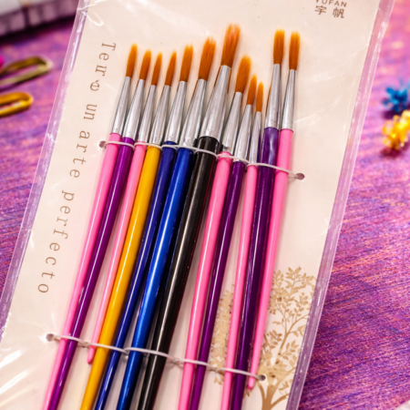 Fine Tip Painting Brush Set – 12 Pcs Color Handle Art Brushes for Acrylic & Watercolor