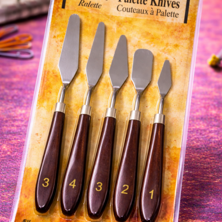 Artist Palette Knives Set – 5 Pcs Stainless Steel Painting Knives with Wooden Handles
