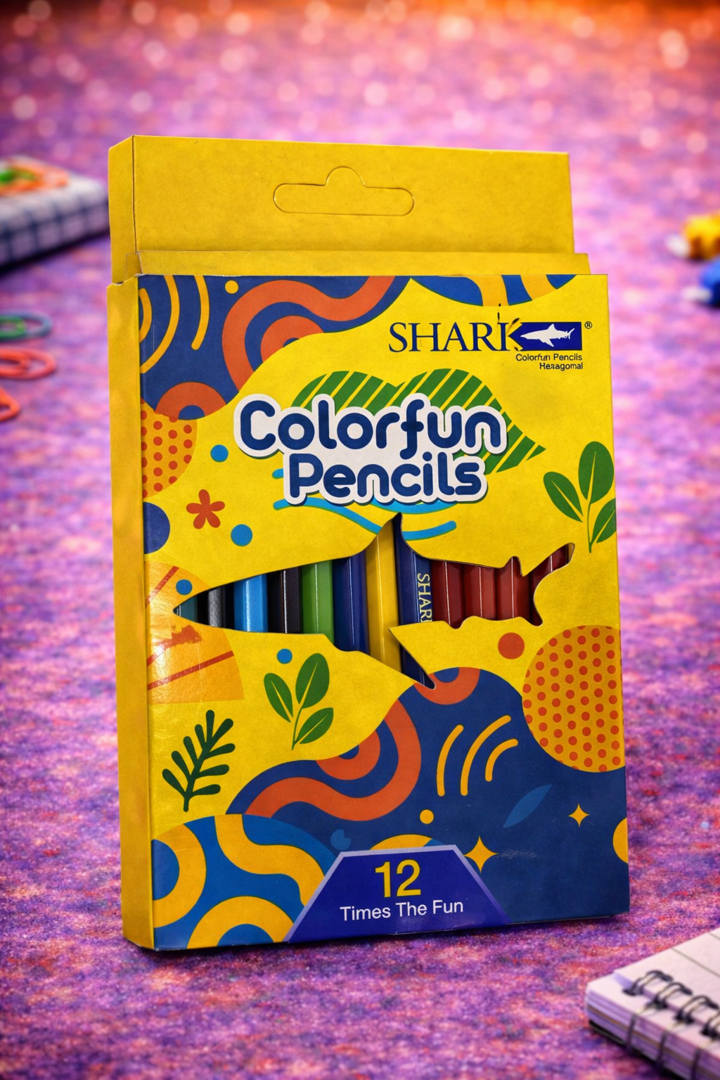 SHARK Colorfun Color Pencils – 12 Colors | Smooth & Bright Coloring Pencils for Kids & Students