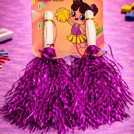 Kids Cheerleading Pom Pom Set | Shiny Purple Hand Pom Poms (Pair)