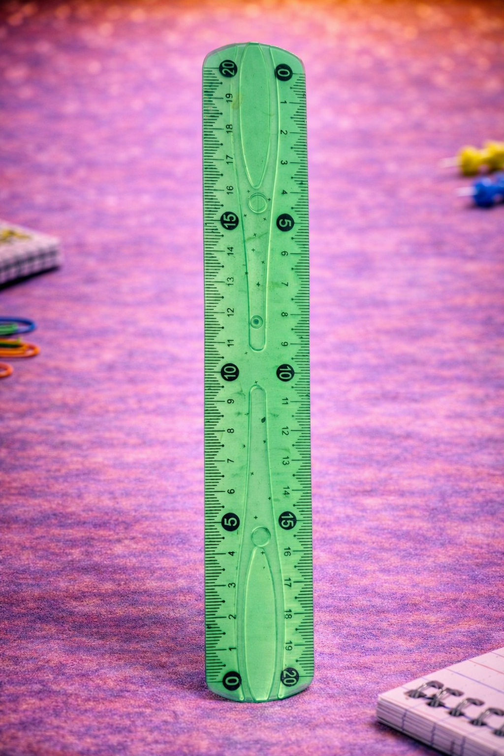 Plastic Measuring Ruler 20 cm | Transparent Green Scale for School & Office