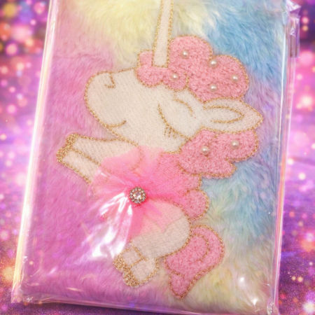 Premium Unicorn Plush Diary with Pearl Embroidery