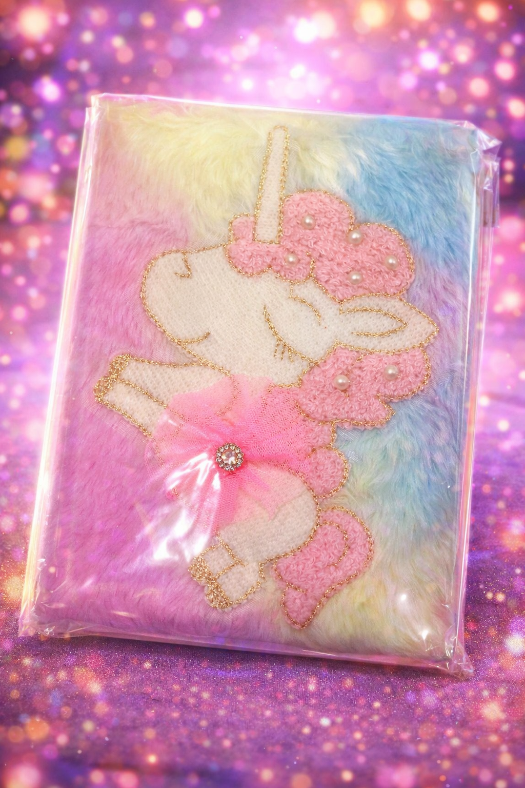 Premium Unicorn Plush Diary with Pearl Embroidery