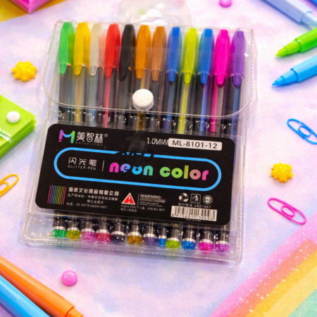 Neon Color Glitter Gel Pen Set