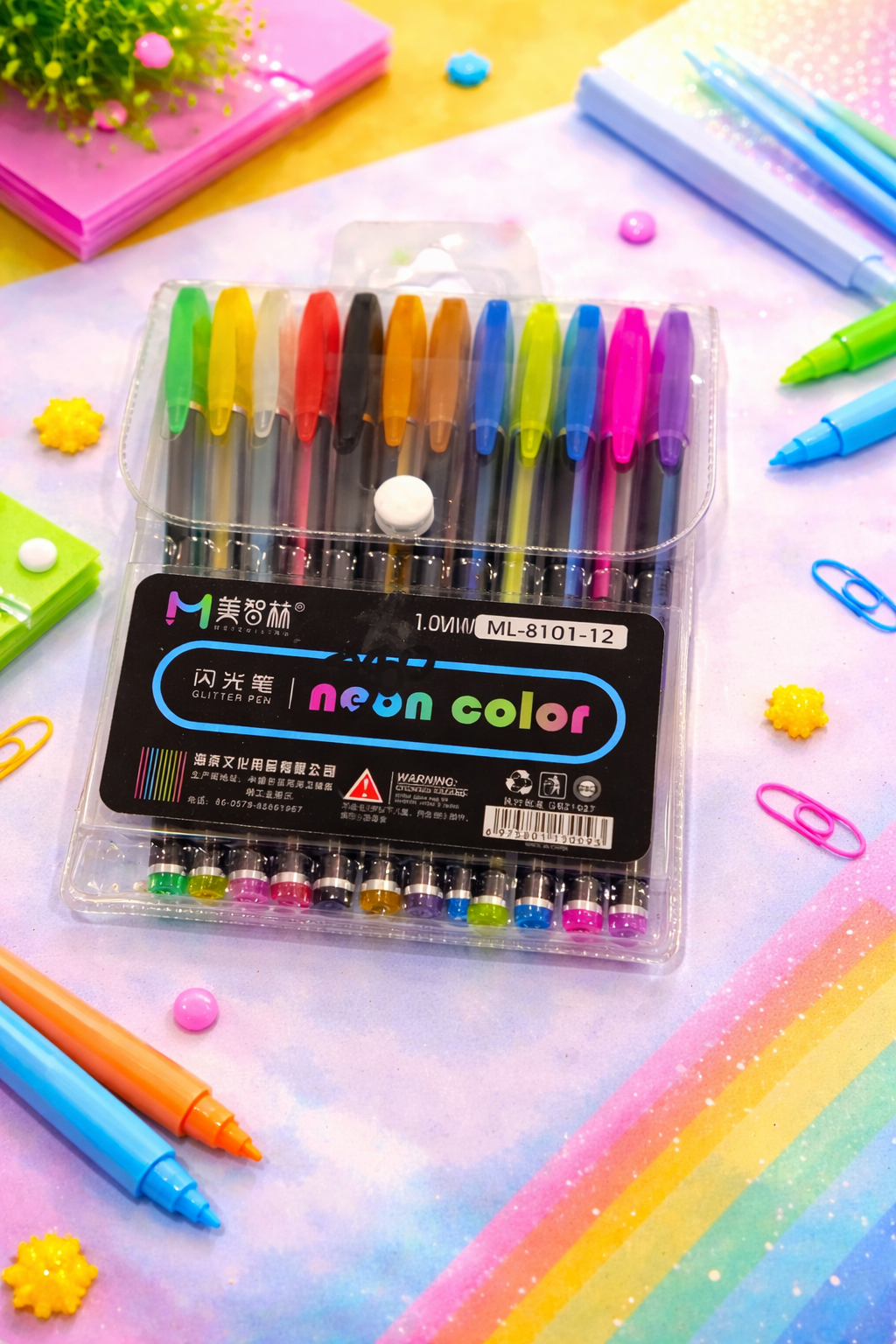 Neon Color Glitter Gel Pen Set
