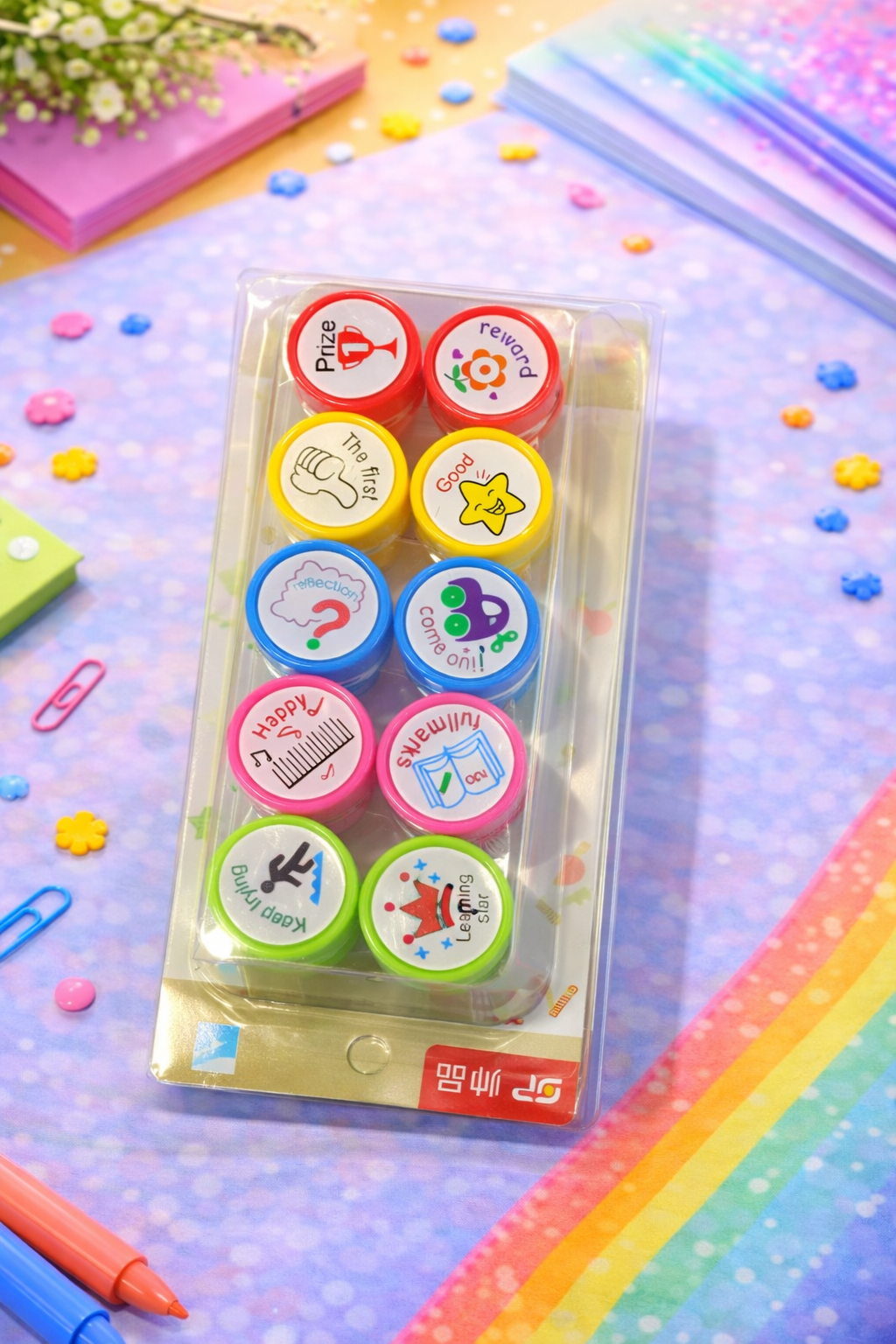 Colorful Teacher Reward Stamps Set