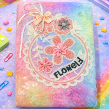 Fluffy Rainbow Fur Diary Notebook