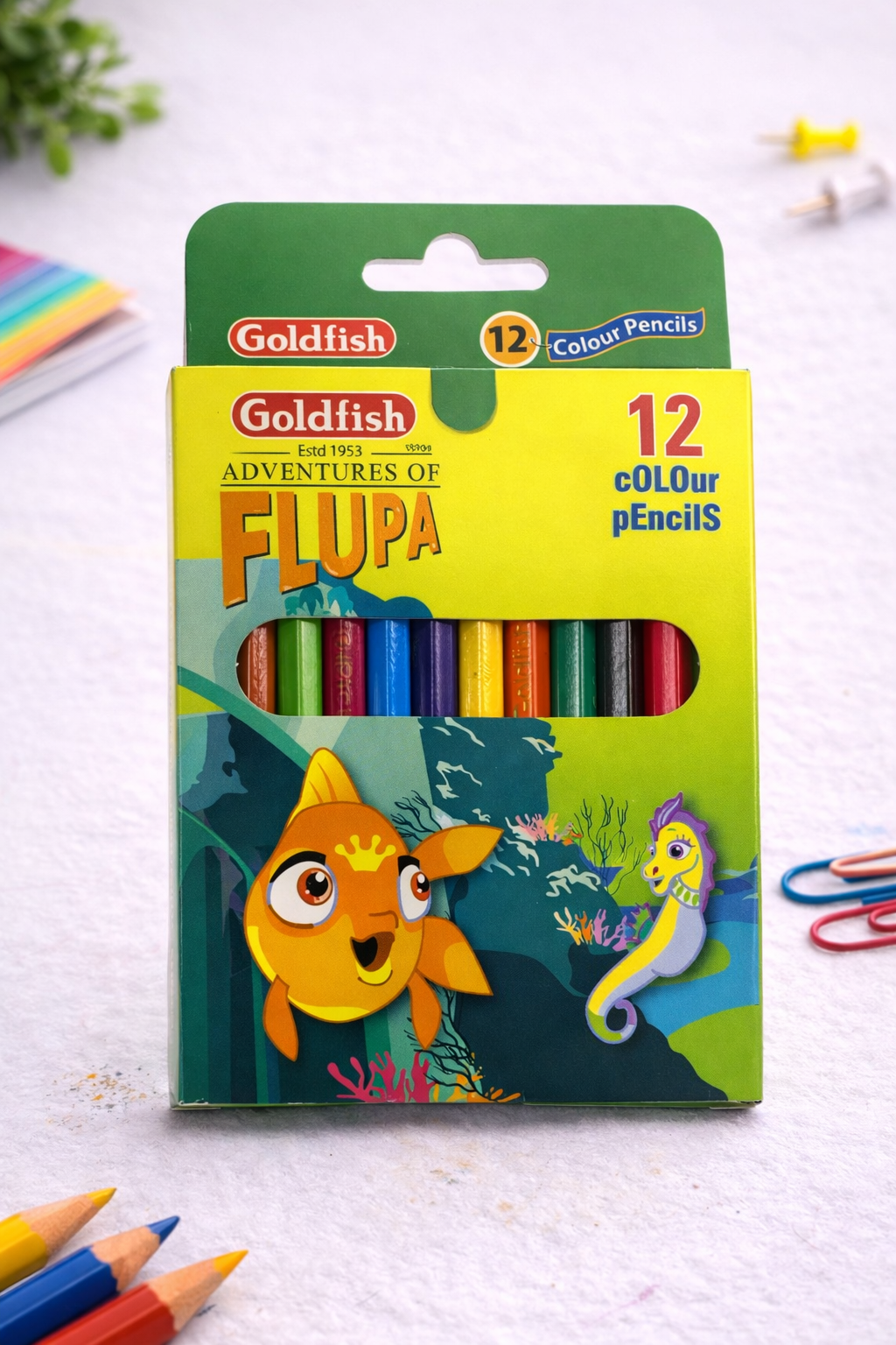 Goldfish 12 Colour Pencils Set for Kids & Students – Bright Smooth Colours for Drawing & Coloring