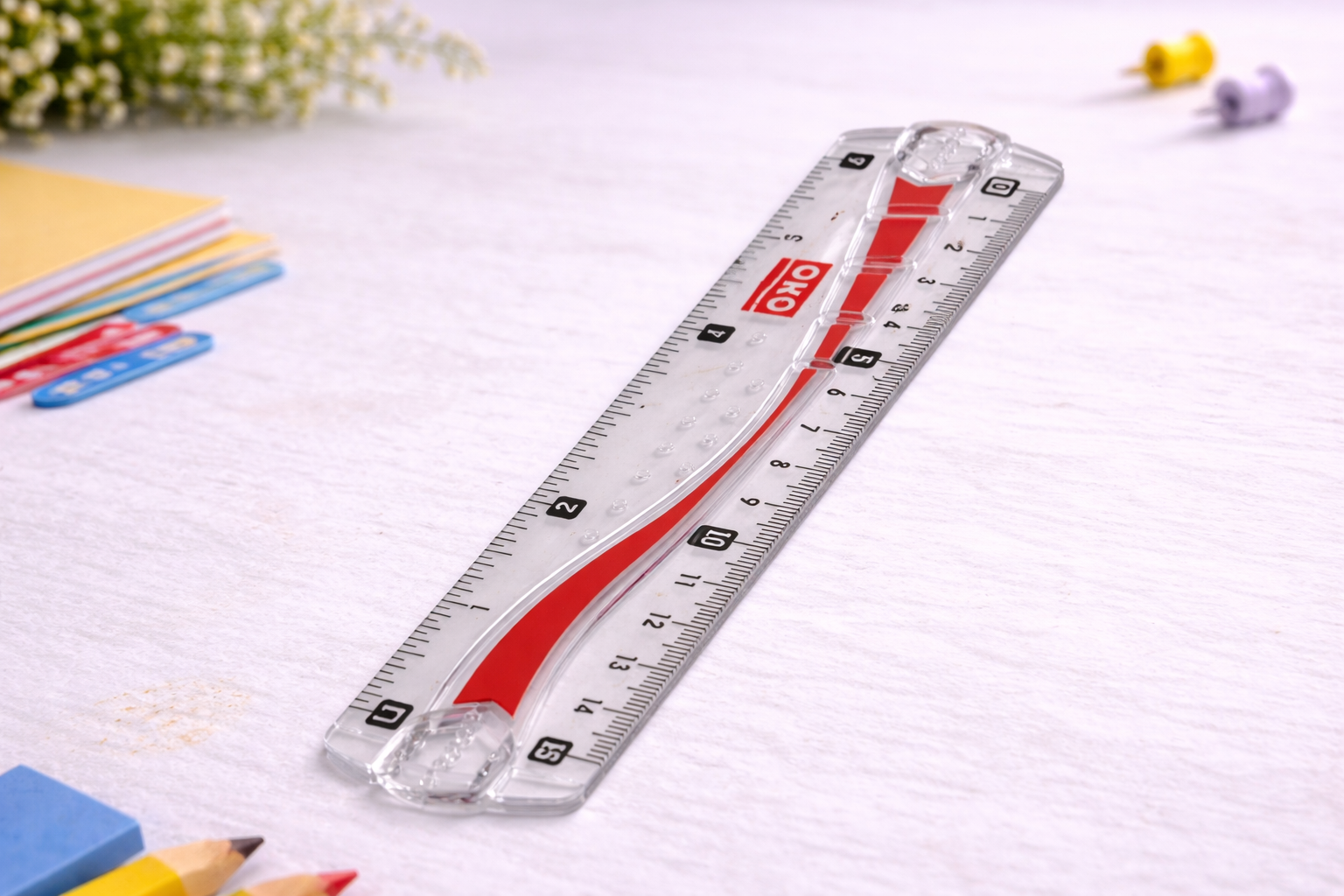 OHO Transparent Plastic Ruler 15 cm | Clear Scale Ruler for School & Office