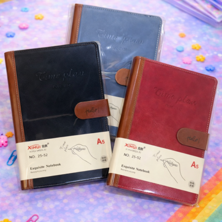 Premium Leatherette Notebook with Magnetic Button Closure