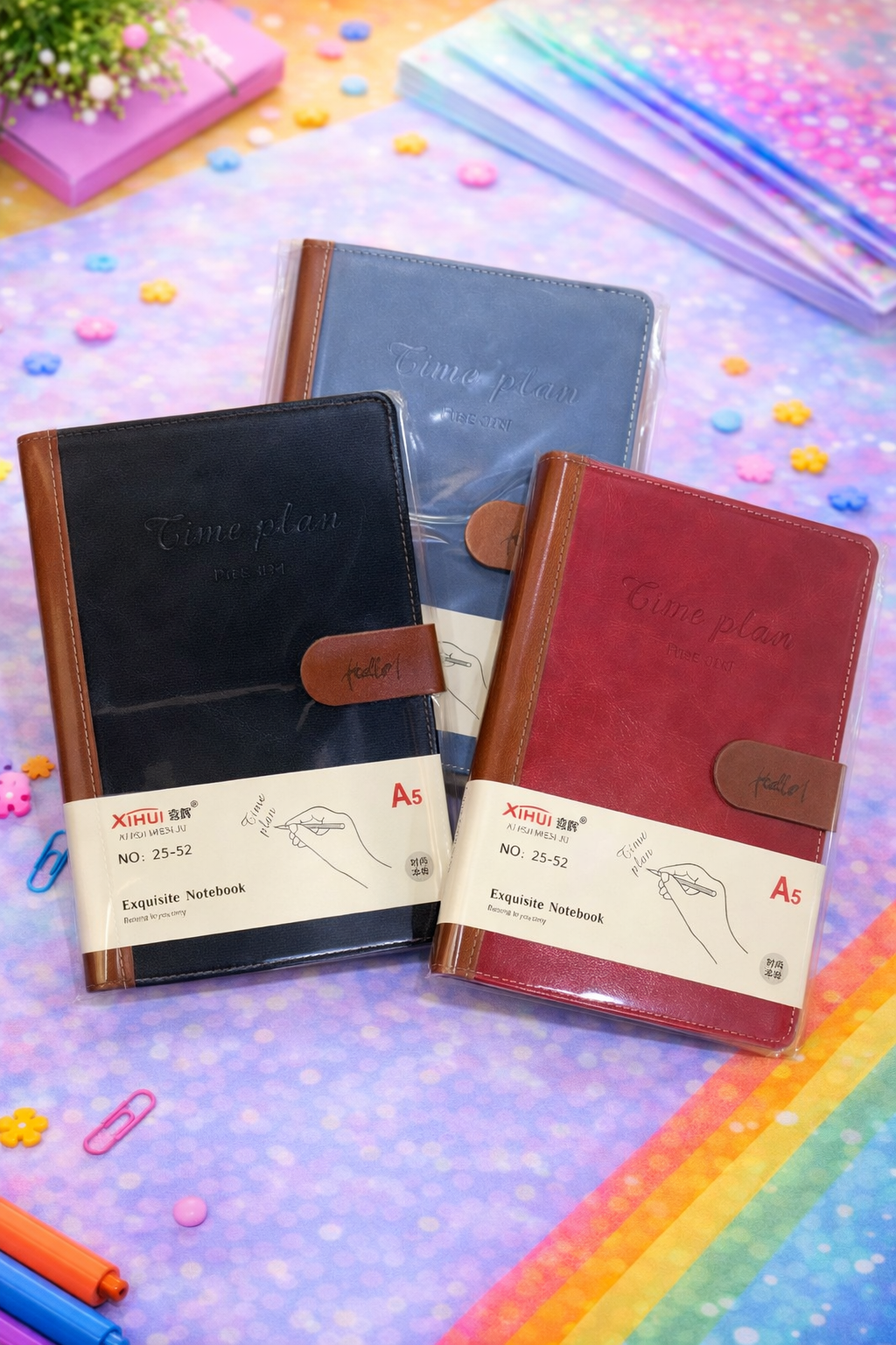 Premium Leatherette Notebook with Magnetic Button Closure