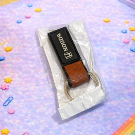 Premium Leather Car Keychain with Metal Ring