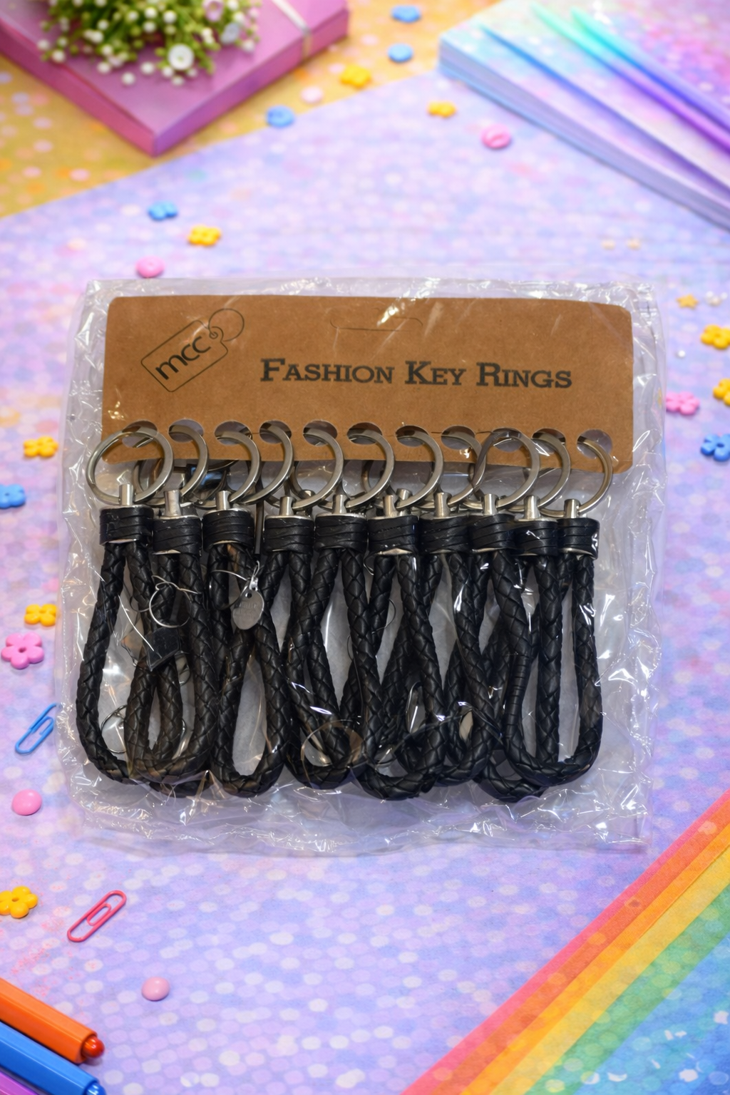Braided Leather Keychain Set |