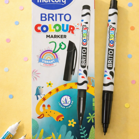 Mercury Brito Colour Marker – Black Felt Tip Pen with Vibrant Ink