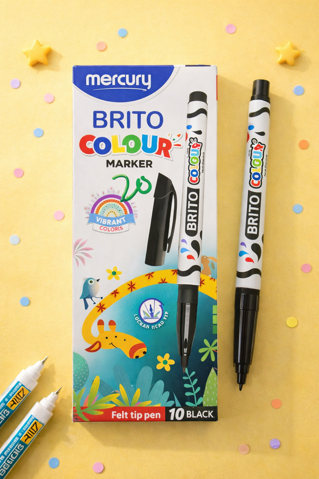 Mercury Brito Colour Marker – Black Felt Tip Pen with Vibrant Ink