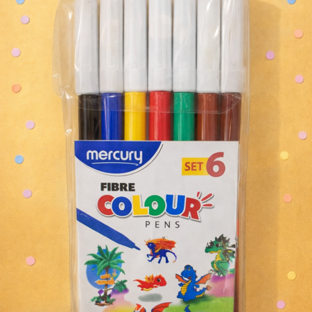 Mercury Fibre Colour Pens Set – Smooth Writing & Bright Coloring Markers (Set of 6)