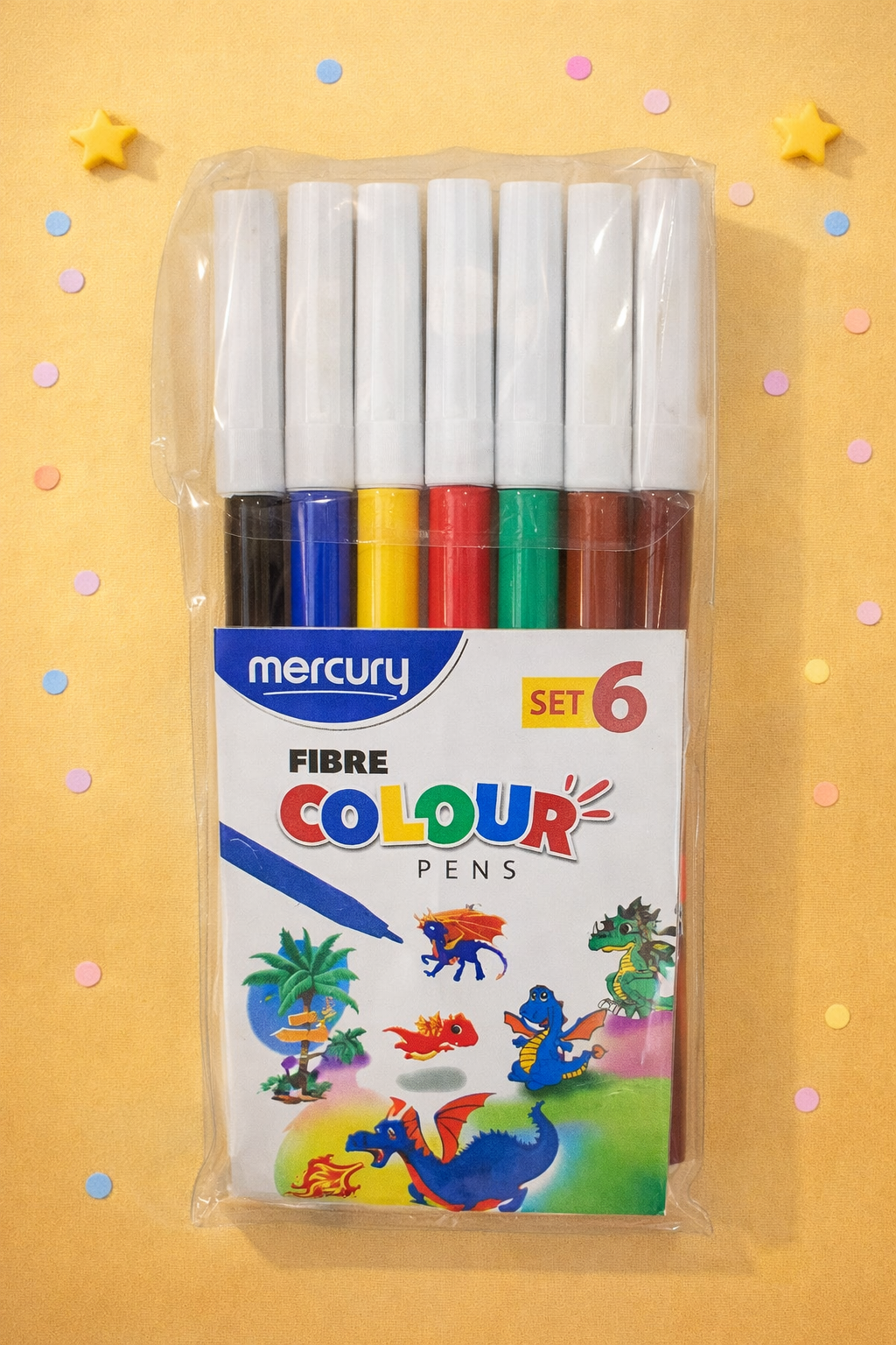 Mercury Fibre Colour Pens Set – Smooth Writing & Bright Coloring Markers (Set of 6)