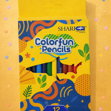 Shark Colorfun Pencils – Hexagonal Colour Pencils for Kids (12 Colours)