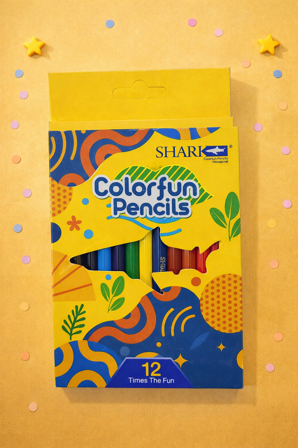 Shark Colorfun Pencils – Hexagonal Colour Pencils for Kids (12 Colours)