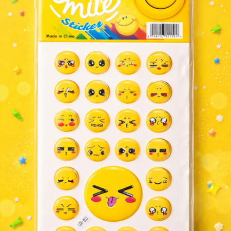 Colorful Emoji Stickers Sheet – Fun Smile Face Stickers for Kids & Decoration