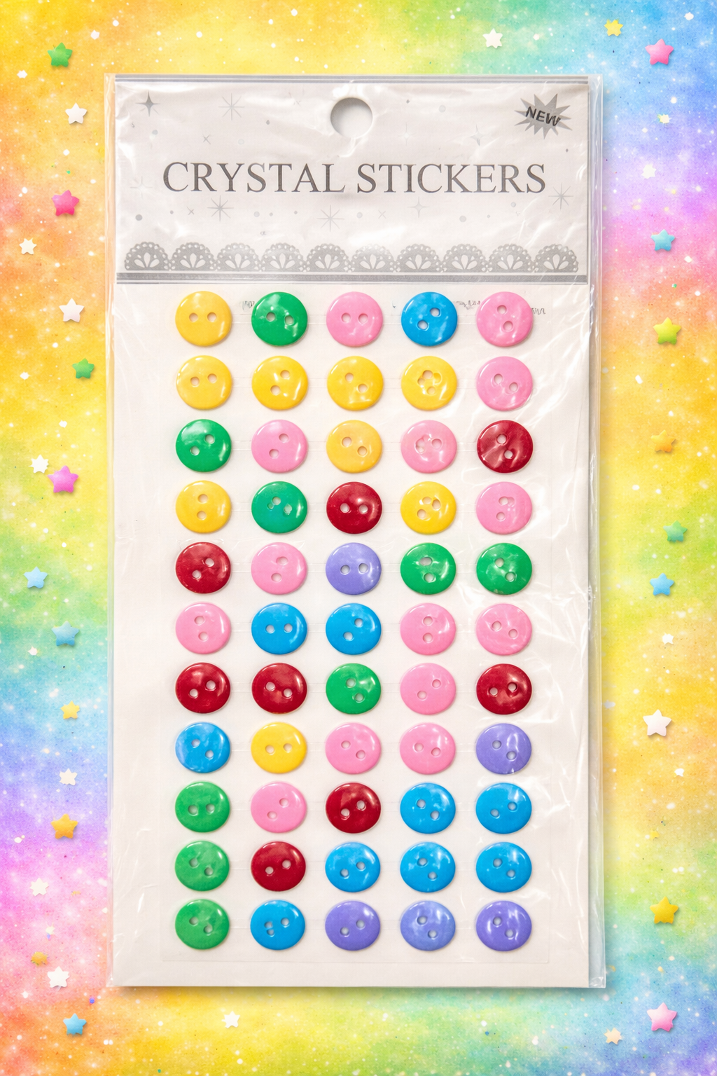 Crystal Button Stickers Sheet – Colorful Button-Style Stickers for Crafts & Decoration