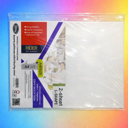 Rider A4 Transparent L-Shape File Folder – 2 Sheet Document Holder