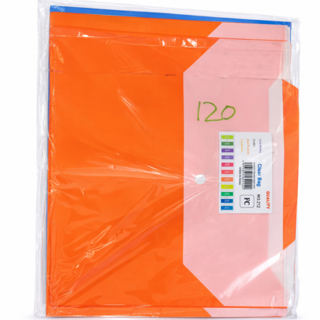 A4 Clear Bag Button File Folder β Plastic Document Envelope (Orange)