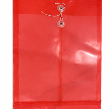 A4 Plastic String Envelope File β Button Closure Document Folder (Red)