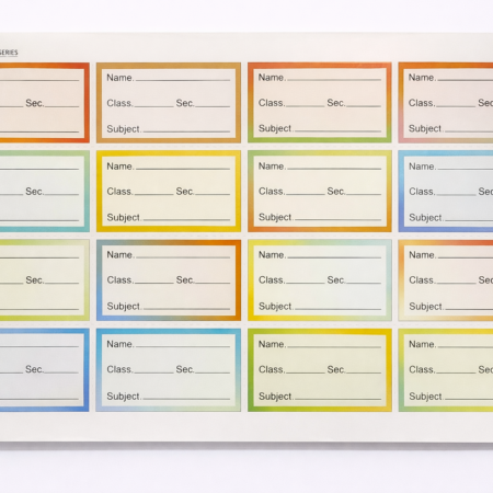 Multicolor Book Label Stickers Sheet for School Notebooks – Name & Subject Labels