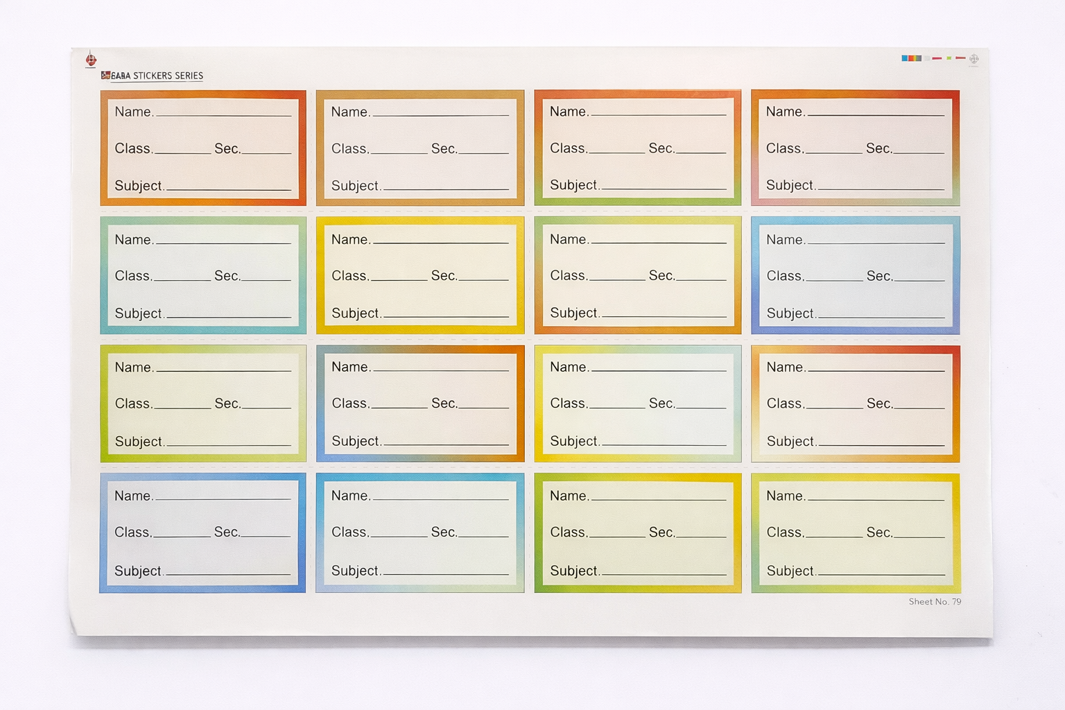 Multicolor Book Label Stickers Sheet for School Notebooks – Name & Subject Labels