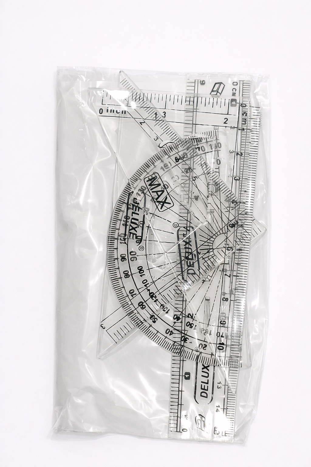 Max Geometry Box Set | Transparent Mathematical Instruments Set for School Use