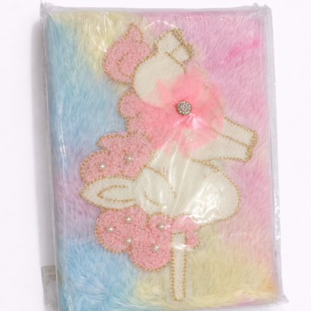 Cute Unicorn Fur Diary / Plush Notebook for Kids & Girls